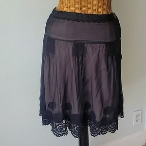 Lithe sz8 Black Layered Skirt with Silk Trim  BinM